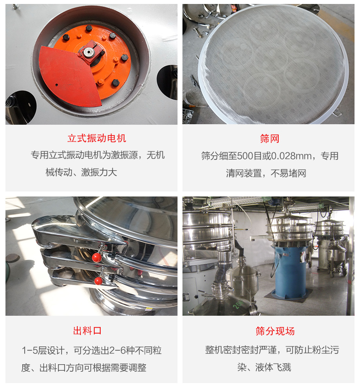 旋振篩定制化有：移動(dòng)，加緣，閘門等多種形式選擇。子母設(shè)計(jì)透網(wǎng)率高，換網(wǎng)方便。