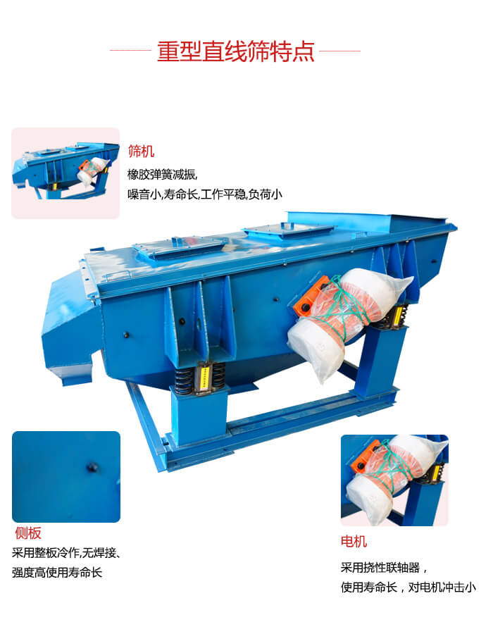 重型直線篩：篩機，側(cè)板，電機展示圖